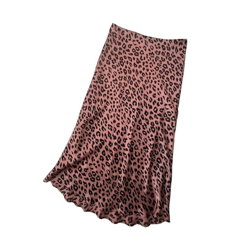 Gilli Satin Midi Skirt M Leopard Print Pink slip skirt 90s efortless cool girl